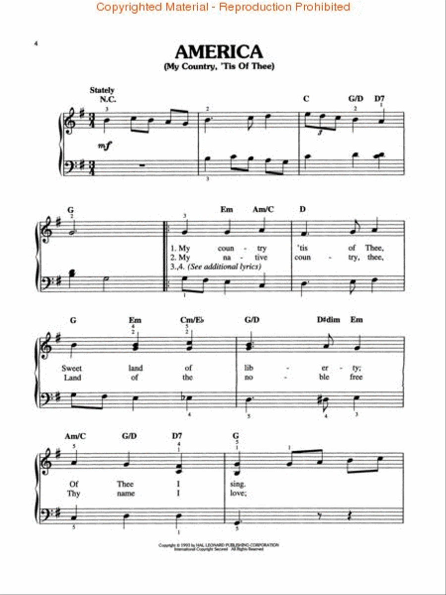 Patriotic Gems - Easy Piano Easy Piano scores gallery preview page 2
