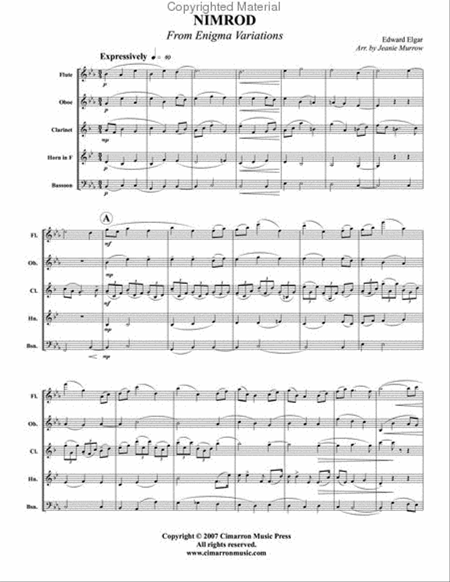 Nimrod from Enigma Variations Woodwind Quintet scores gallery preview page 2