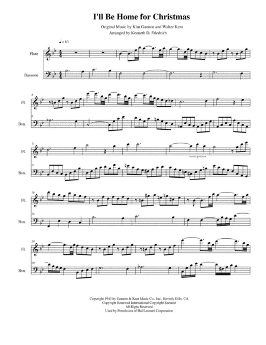 I'll Be Home For Christmas Woodwind Duet scores gallery preview page 1
