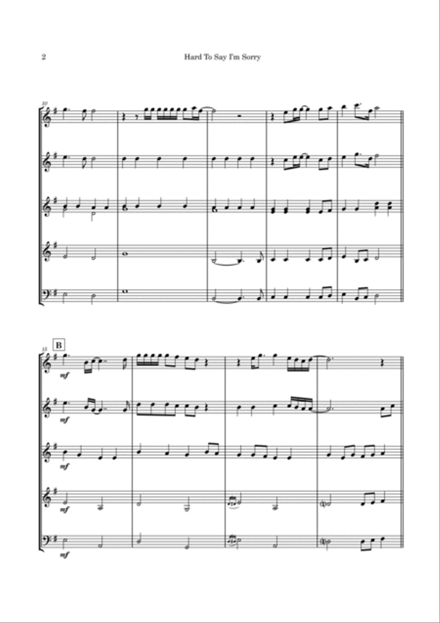 Hard To Say I'm Sorry Guitar Ensemble scores gallery preview page 5