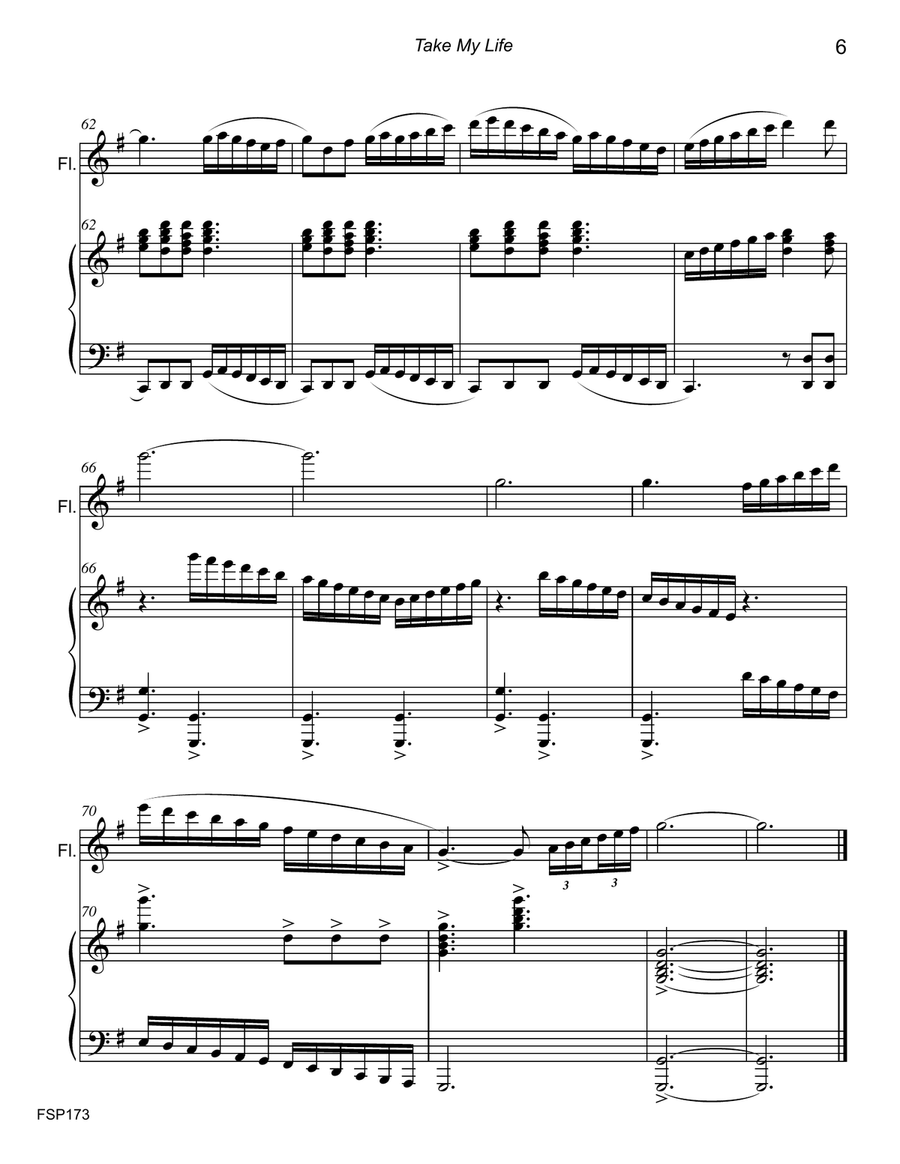 TAKE MY LIFE (and Let It Be Consecrated) - FLUTE SOLO with Piano Accompaniment (Grade 4) Flute Solo scores gallery preview page 6