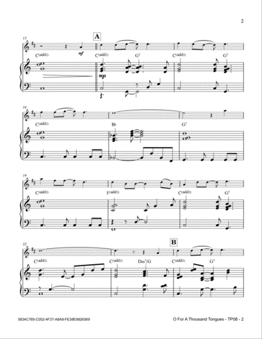 O For A Thousand Tongues Trumpet Solo scores gallery preview page 3