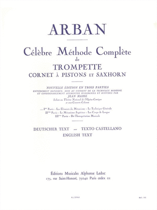 Book cover for Jean-baptiste Arban - Celebre Methode Complete De Trompette, Cornet A Pistons Et Saxho