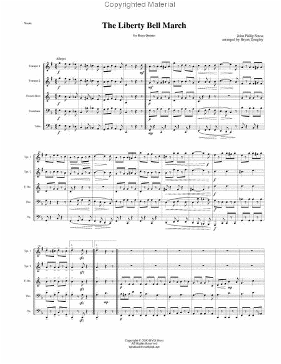 The Liberty Bell March Brass Quintet scores gallery preview page 2
