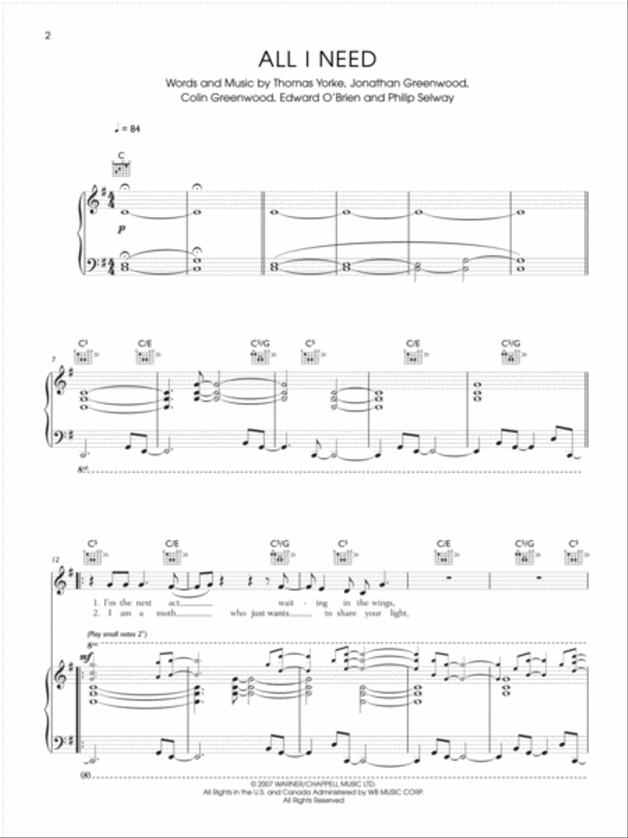 All I Need Piano, Vocal, Guitar scores gallery preview page 1
