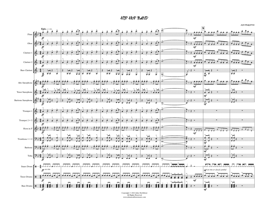Hip Hop Band - for marching band or pep band Pep Band scores gallery preview page 1