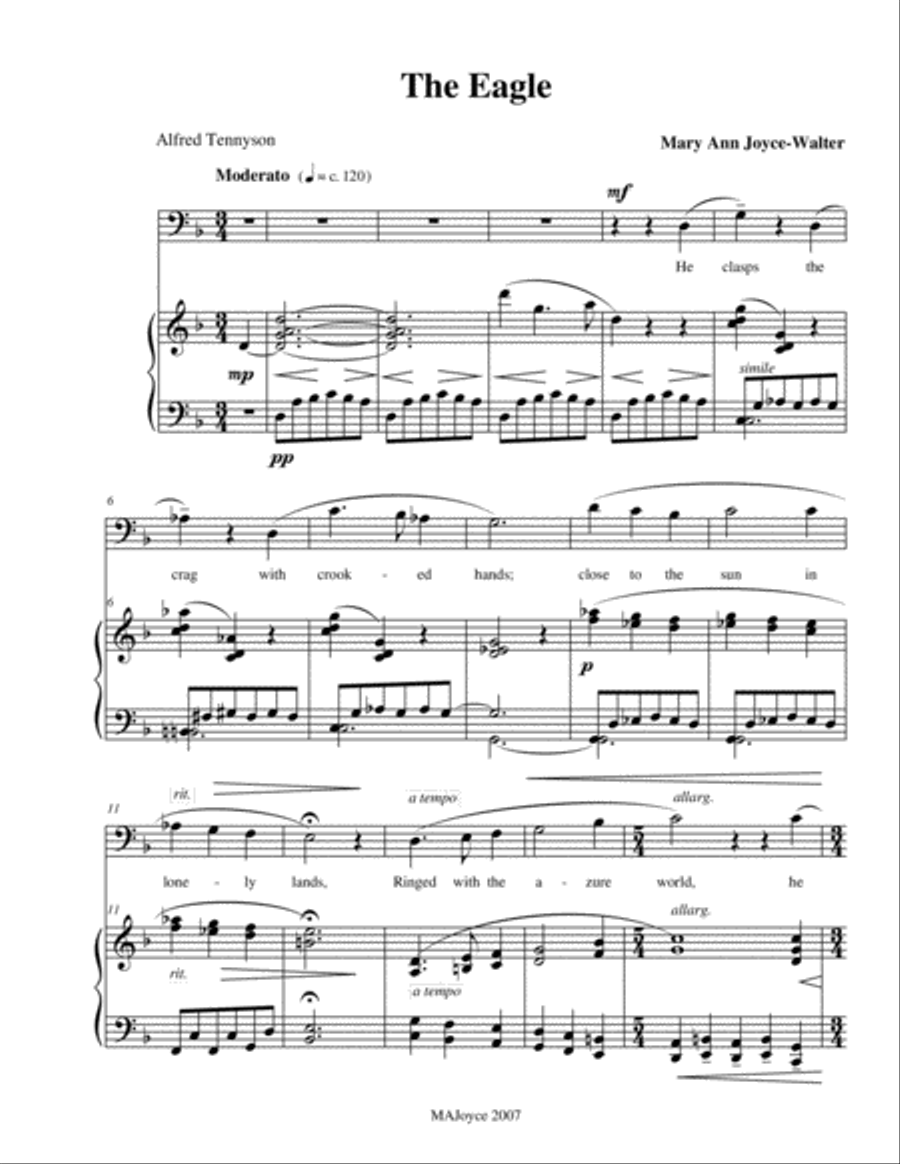 The Eagle, poem by Alfred Tennyson Voice scores gallery preview page 1