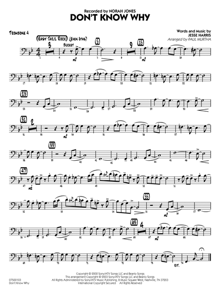 Don't Know Why (arr. Paul Murtha) - Trombone 4