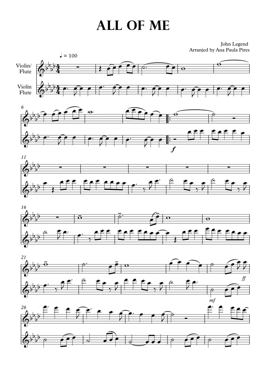All Of Me All Of Me String Duet scores gallery preview page 1
