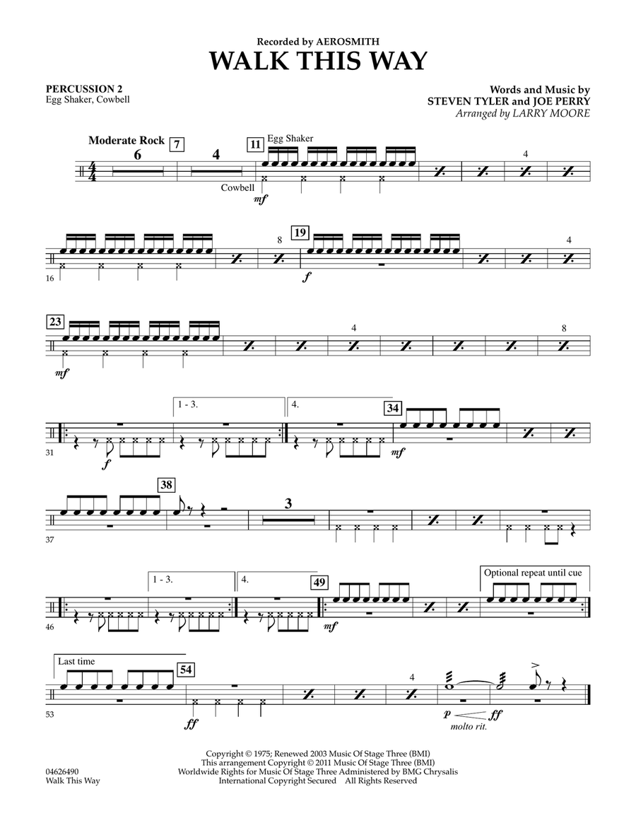 Walk This Way - Percussion 2 Orchestra scores gallery preview page 1
