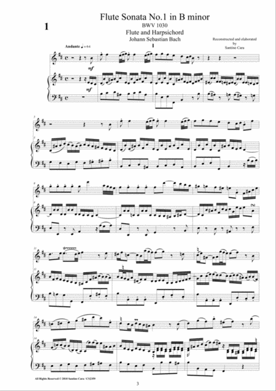 20 Flute Sonatas for Flute and Harpsichord or Piano - Scores and Part Flute scores gallery preview page 3