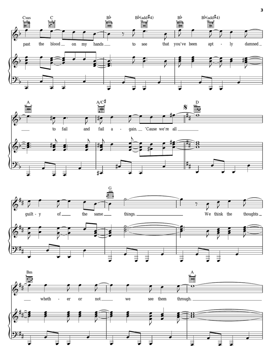 Forgiven Piano, Vocal, Guitar scores gallery preview page 3