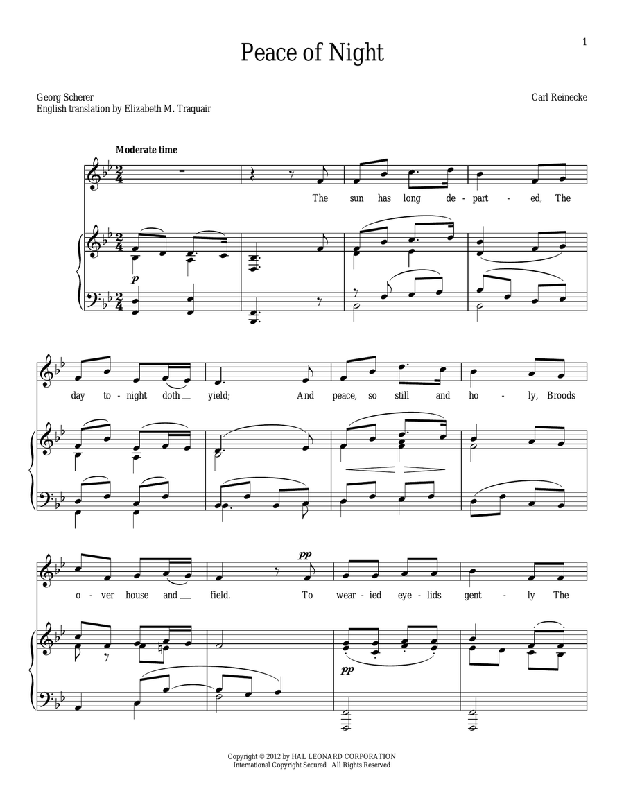 Peace Of Night Piano, Vocal scores gallery preview page 1