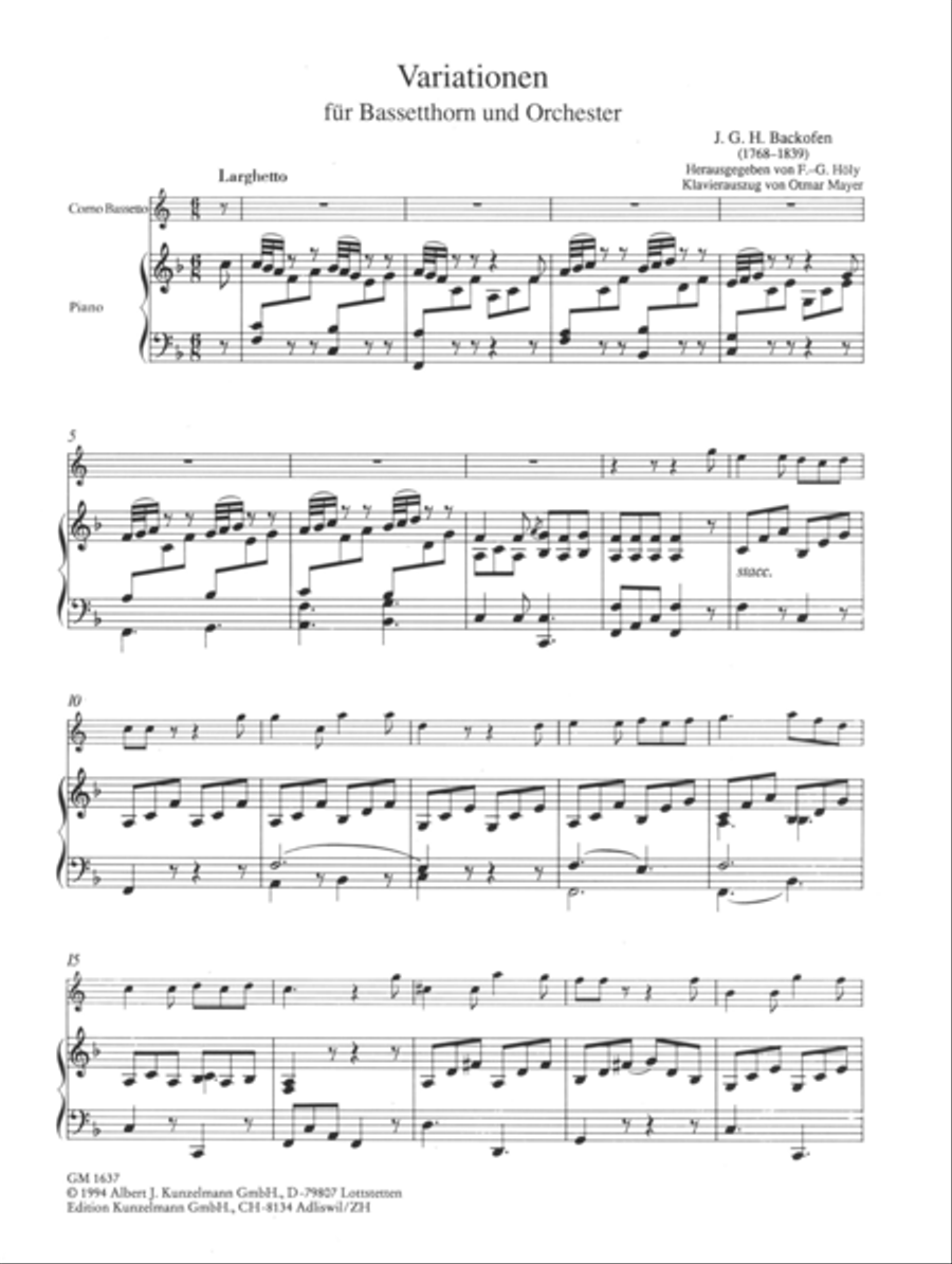 Variations for basset horn Piano scores gallery preview page 2