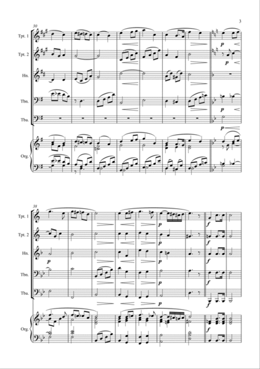 Wedding March (Bridal Chorus from 'Lohengrin': Here Comes The Bride) - brass quintet optional organ Horn scores gallery preview page 6