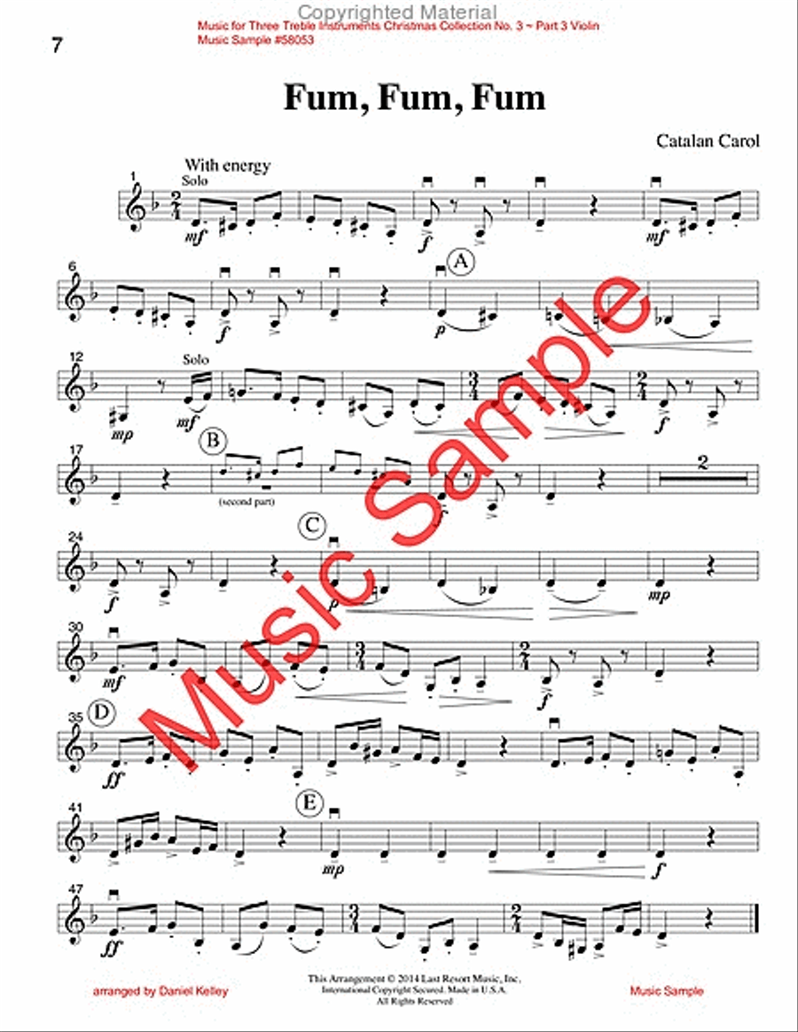 Music for Three Treble Instruments, Christmas Collection No. 3 Holiday Favorites English Horn scores gallery preview page 5