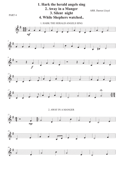 Easy Christmas carol selection - For Brass quartet. image number null