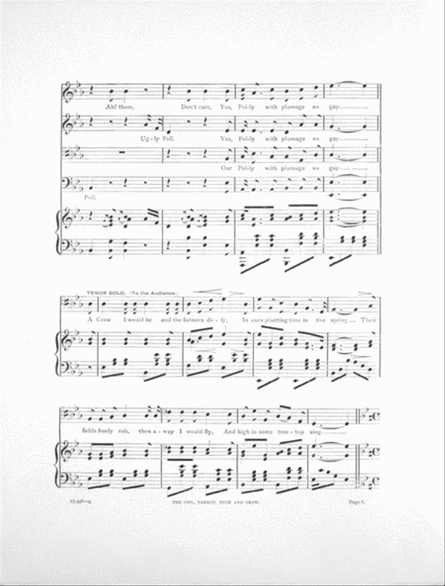 The Owl, parrot, Duck and Crow. A Quartet for Mixed Voices Choir scores gallery preview page 5