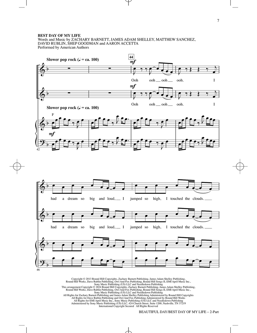 Beautiful Day/Best Day Of My Life (Medley) 2-Part scores gallery preview page 5