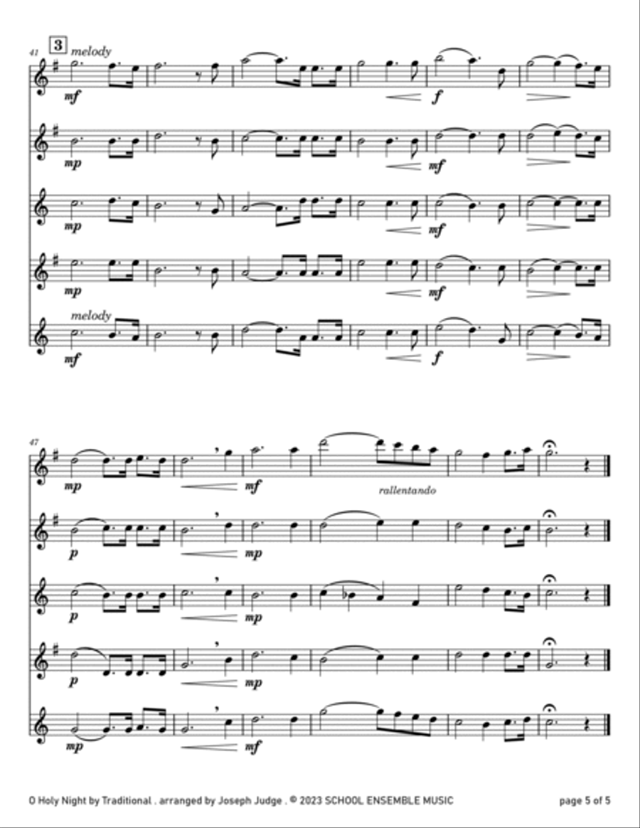 O Holy Night for Saxophone Quartet in Schools Saxophone Quartet scores gallery preview page 5
