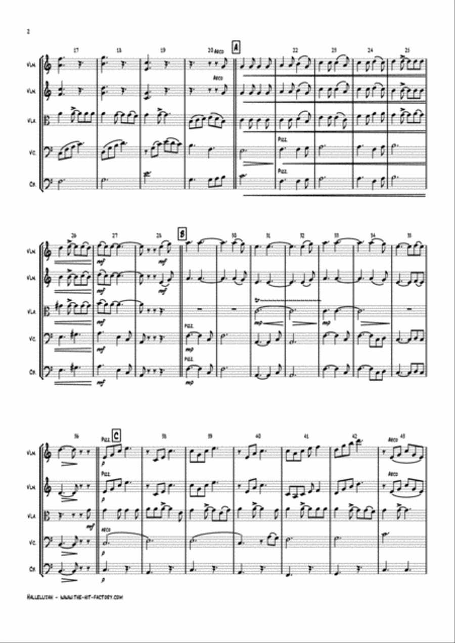 Hallelujah String Quintet scores gallery preview page 2