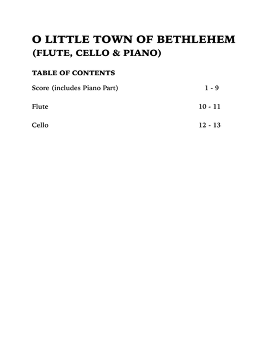 O Little Town of Bethlehem (Trio for Flute, Cello and Piano) image number null
