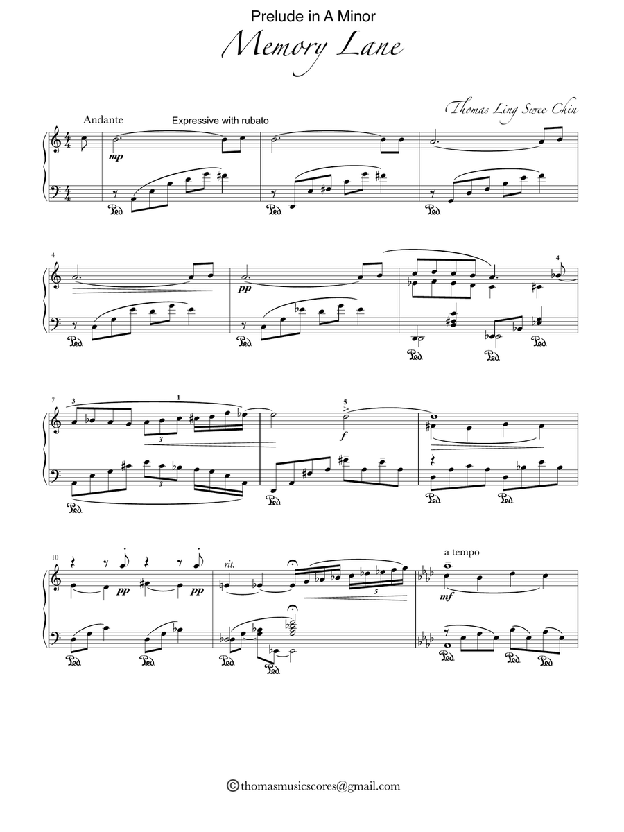 Prelude (in A Minor) 1931 (Bonus piece “Memory Lane” inspired by the Prelude) Piano Method scores gallery preview page 3