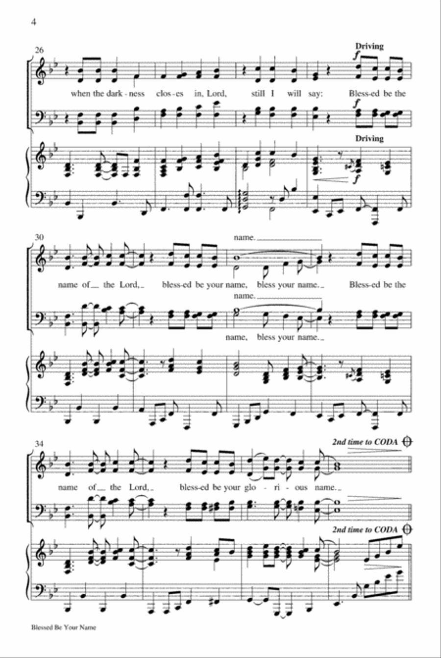 Blessed Be Your Name 4-Part scores gallery preview page 4