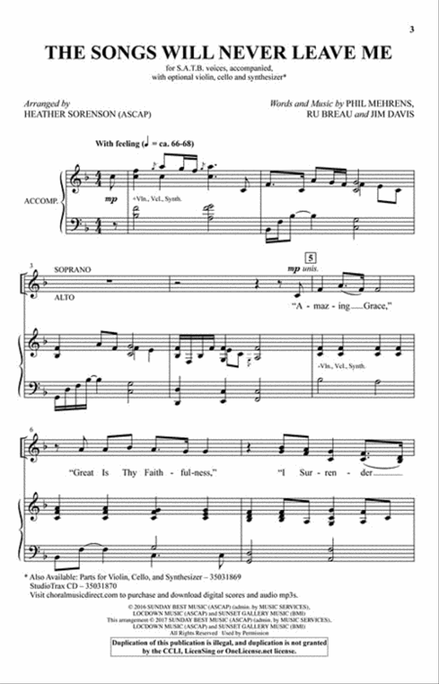 The Songs Will Never Leave Me 4-Part scores gallery preview page 2