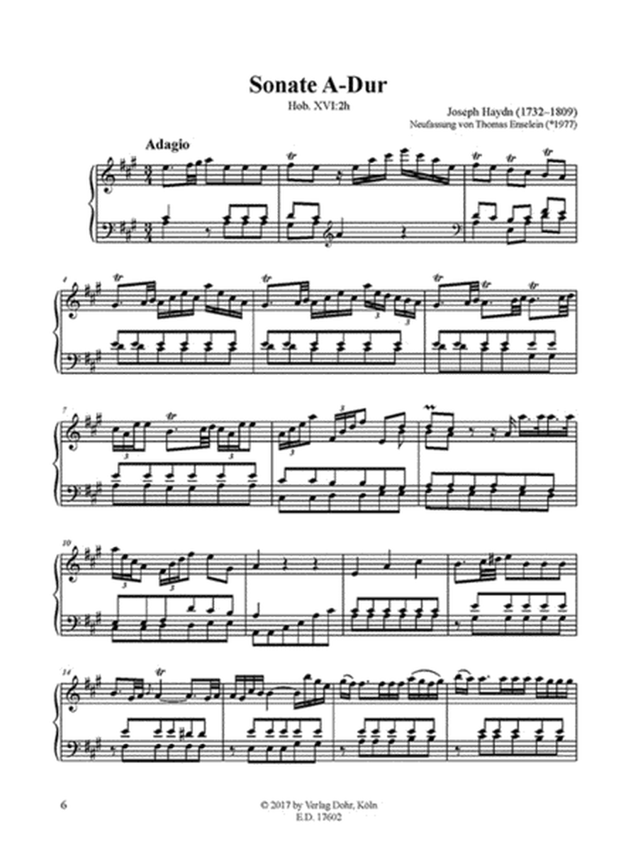 Sonate A-Dur Hob. XVI: 2h -Neufassung anhand des überlieferten Incipit in Haydns Entwurf-Katalog-