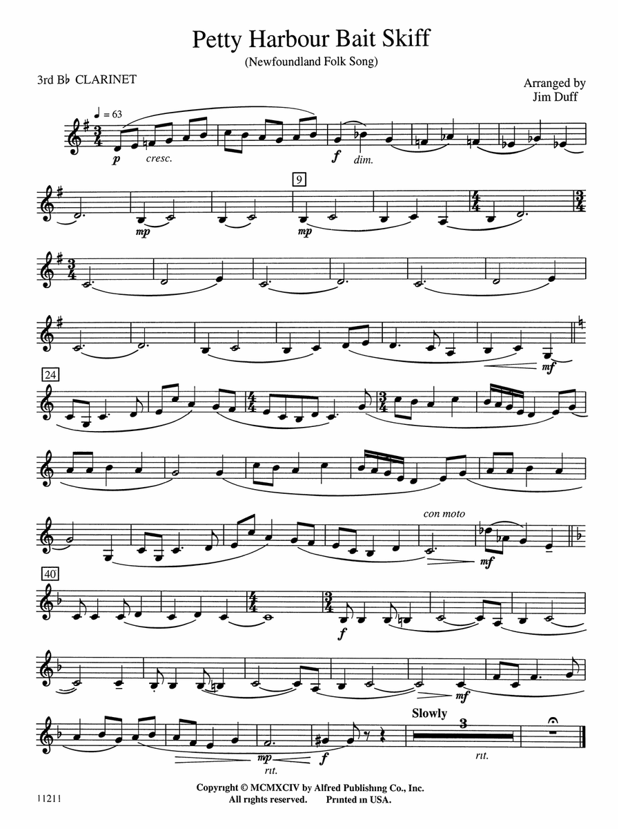 Petty Harbour Bait Skiff: 3rd B-flat Clarinet