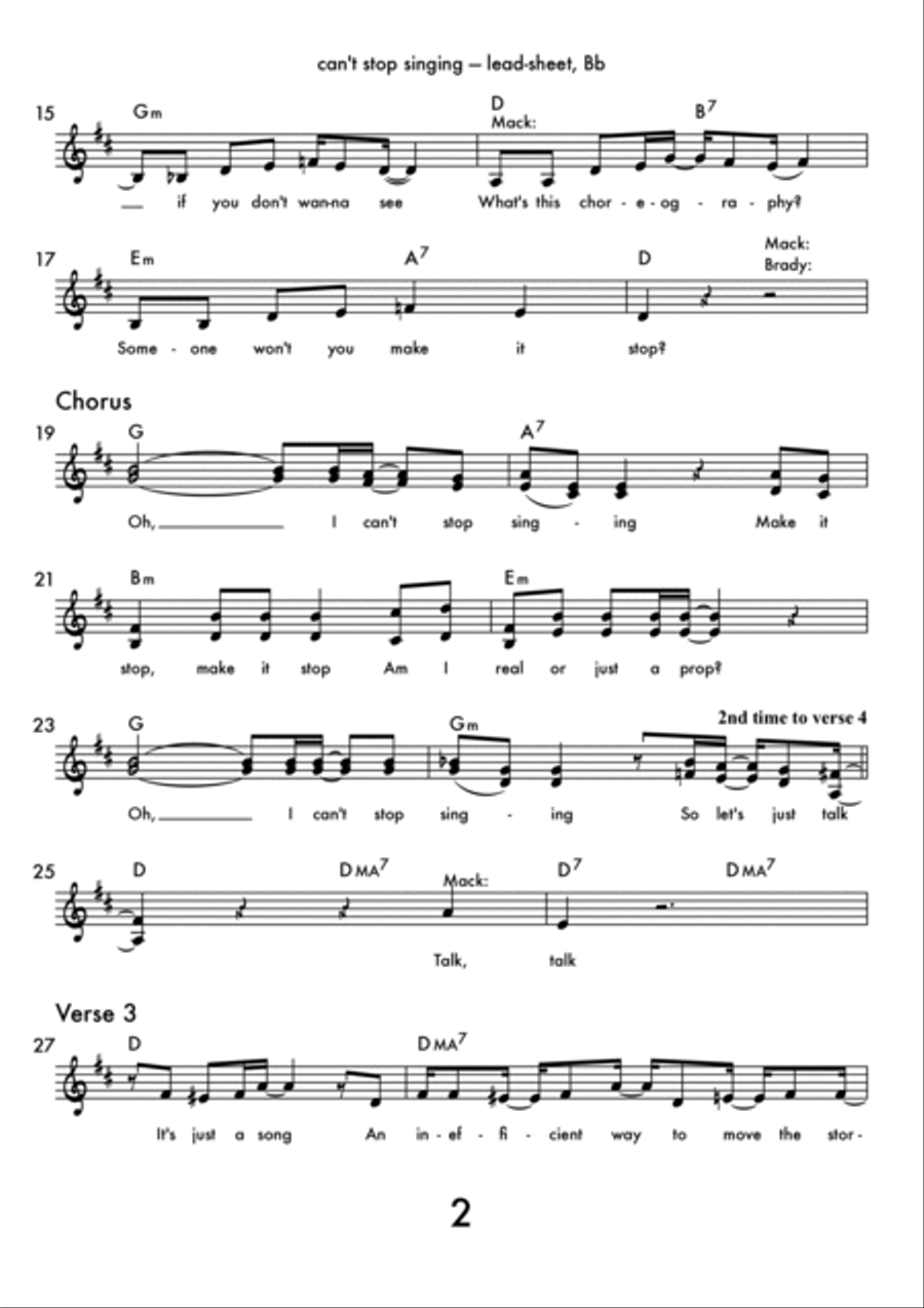 Can't Stop Singing Piano scores gallery preview page 2