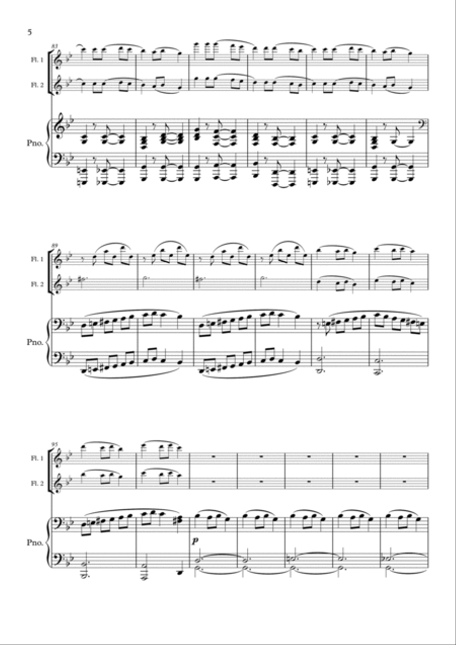 Carol Of The Bells - 2 Flutes & Piano Flute Duet scores gallery preview page 6