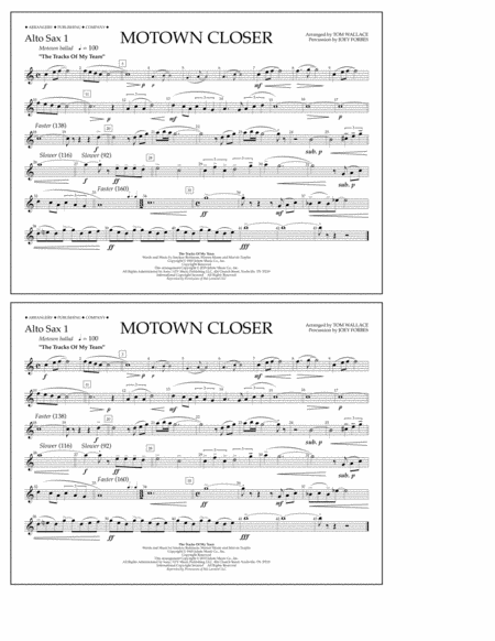 Motown Closer (arr. Tom Wallace) - Alto Sax 1