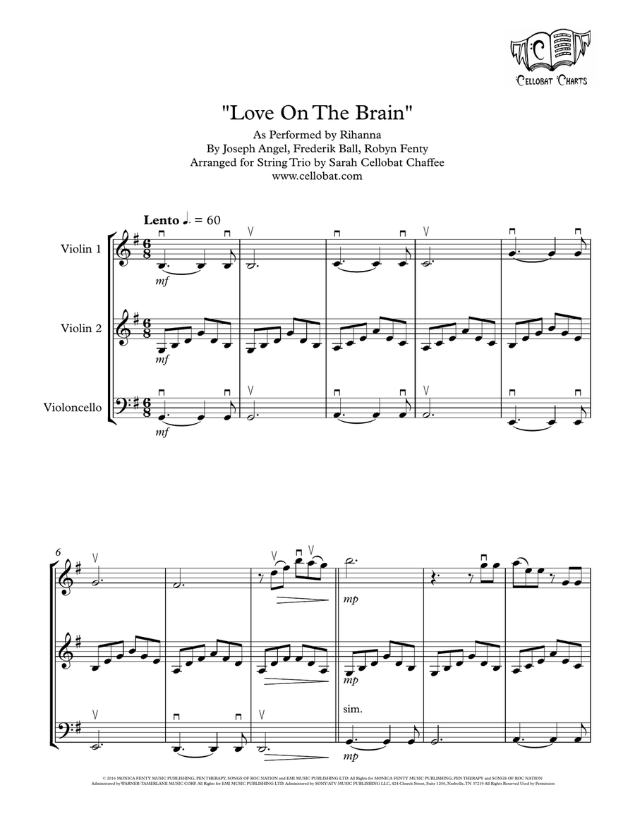Love On The Brain String Trio scores gallery preview page 1