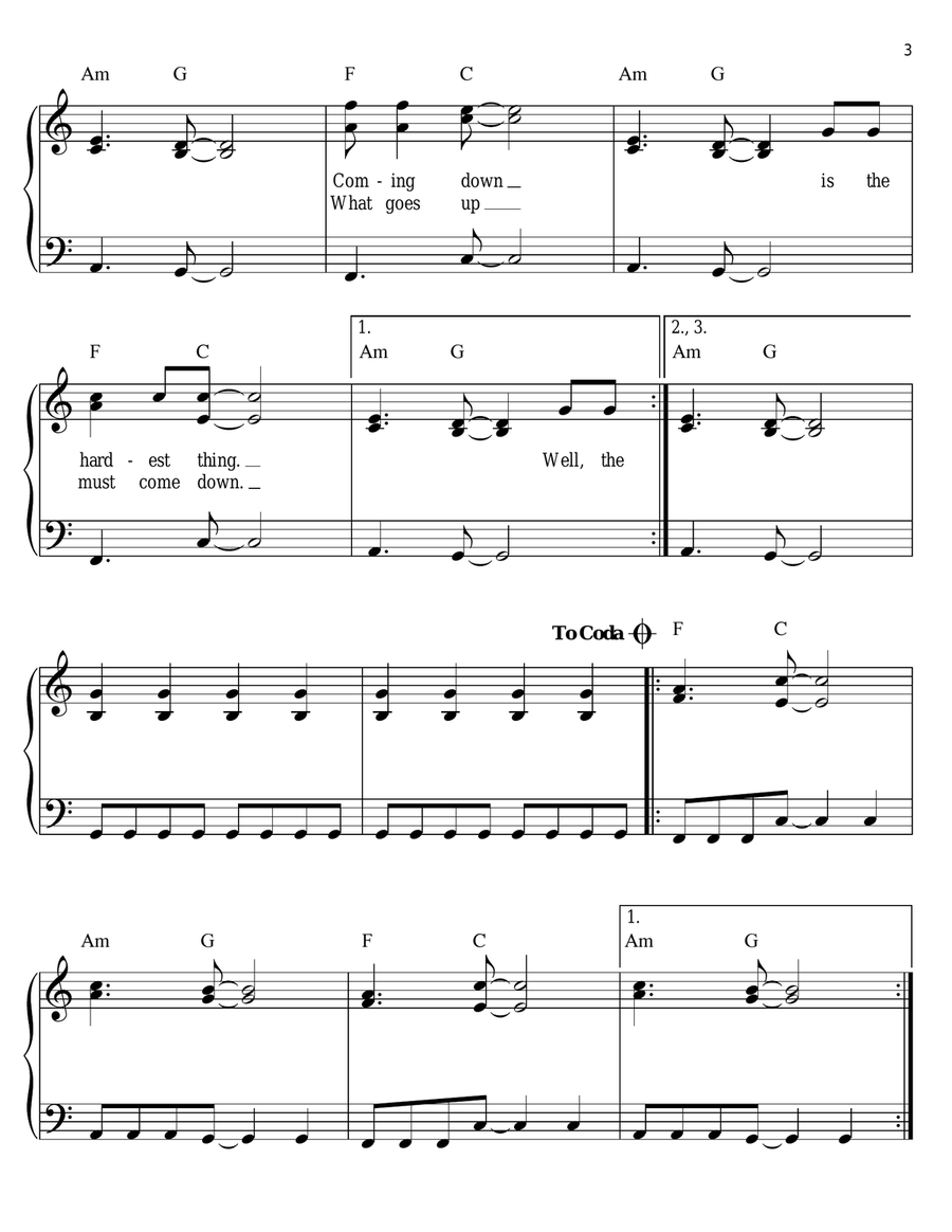 Learning To Fly Learning To Fly Easy Piano scores gallery preview page 3