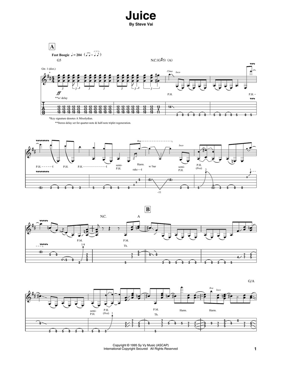 Juice Guitar Tablature scores gallery preview page 1