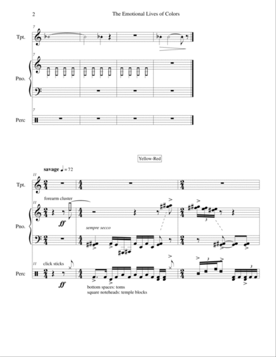 The Emotional Lives of Colors (for trumpet, piano, and percussion) Chamber Music scores gallery preview page 6