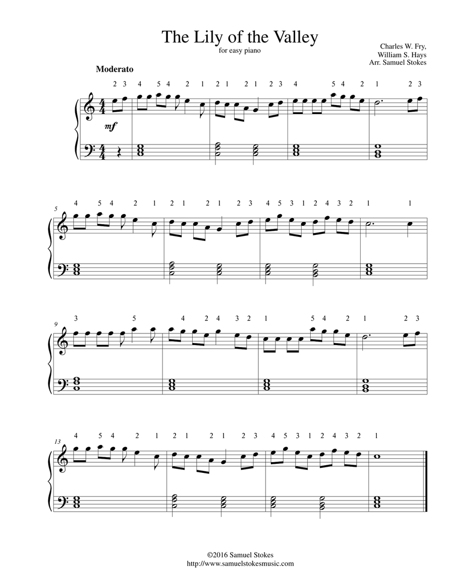The Lily of the Valley - for easy piano Piano Method scores gallery preview page 1