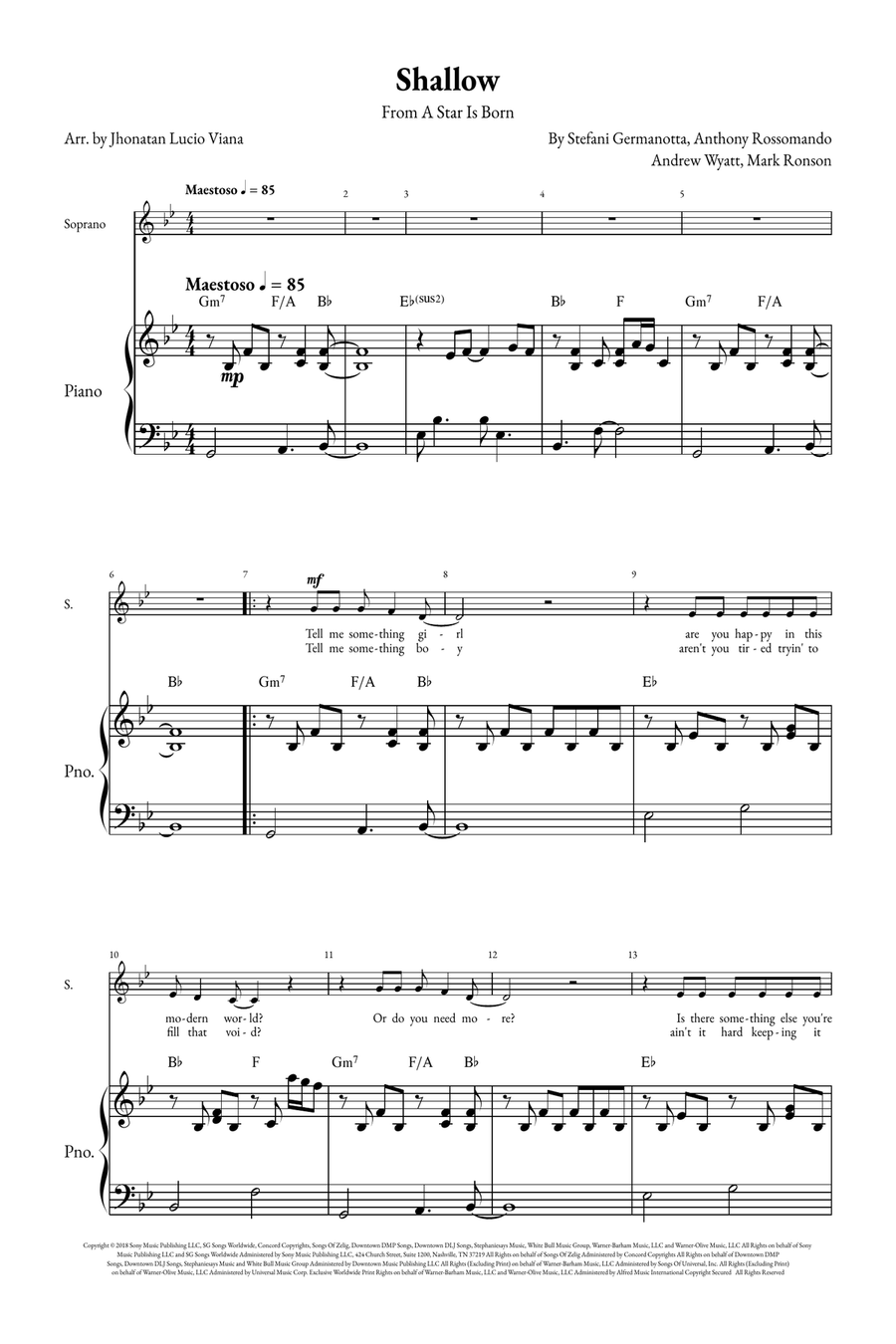 Shallow A Cappella scores gallery preview page 1