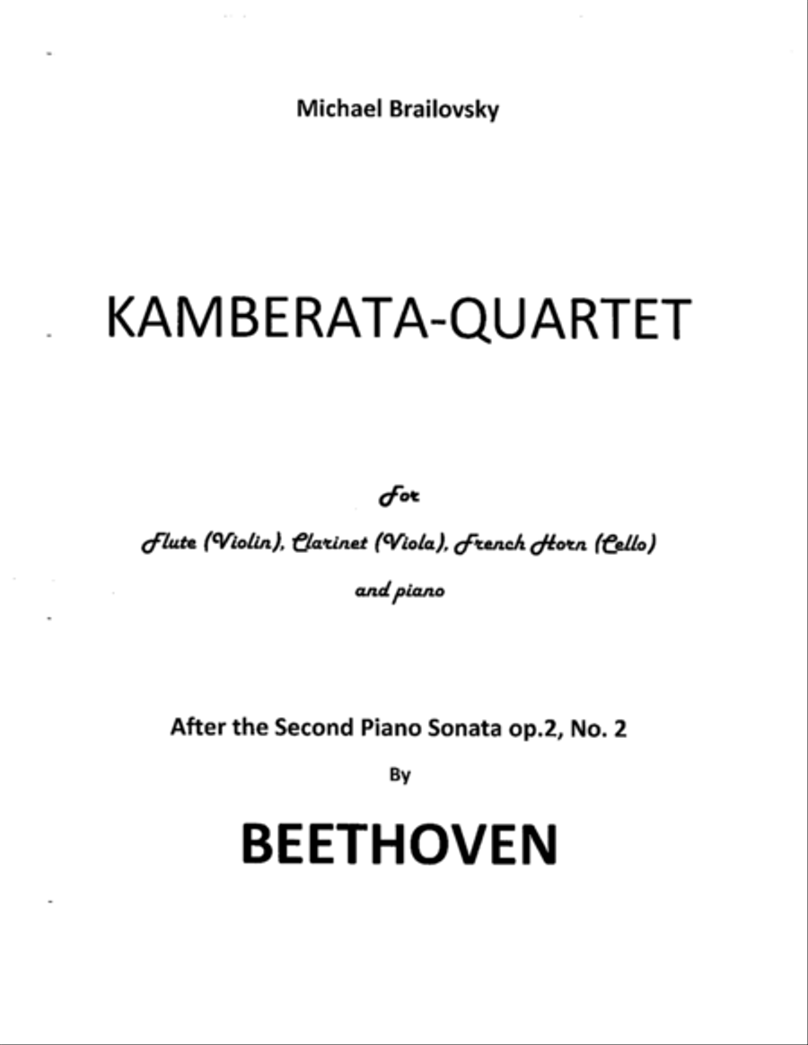 Kamberata-Quartet after Beethoven's piano sonata op.2,No.2. Small Ensemble scores gallery preview page 1