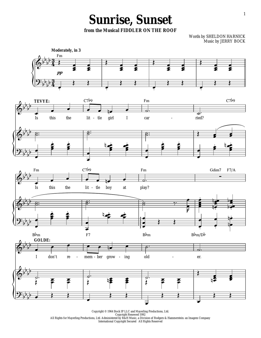 Sunrise, Sunset Sunrise, Sunset Voice scores gallery preview page 1