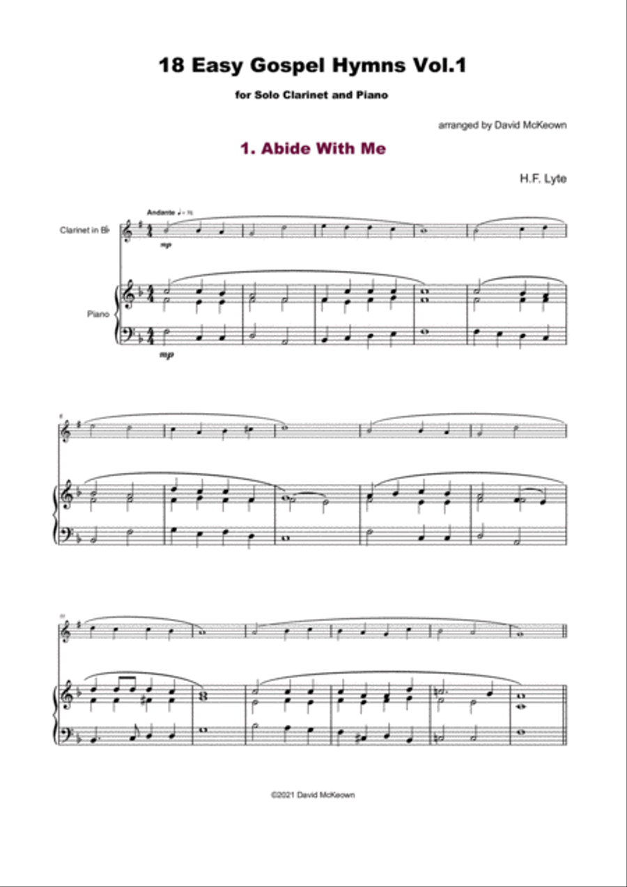 18 Gospel Hymns Vol.1 for Solo Clarinet and Piano