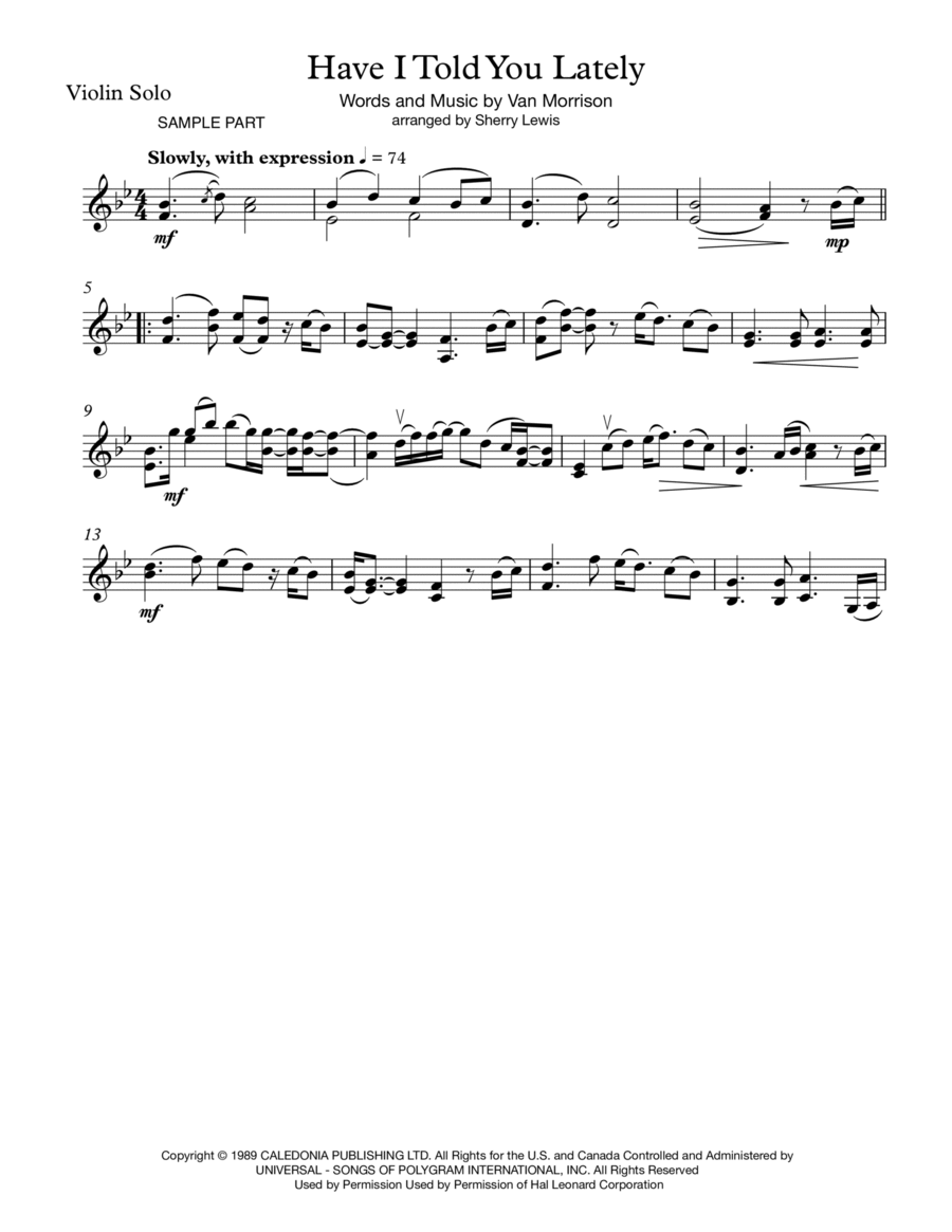 Have I Told You Lately Violin Solo scores gallery preview page 1