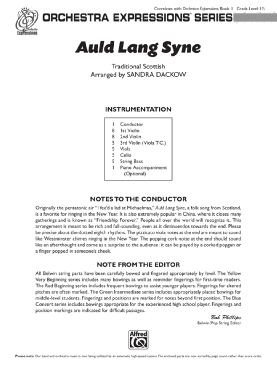 Auld Lang Syne: Score String Orchestra scores gallery preview page 1