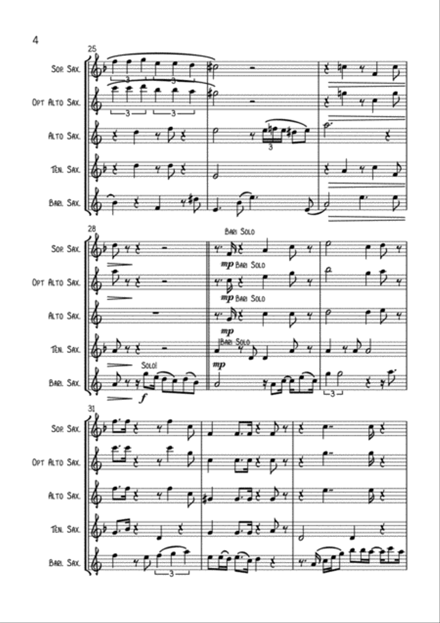 Bossa Qui Pleut Bossa Qui Pleut Woodwind Quartet scores gallery preview page 5