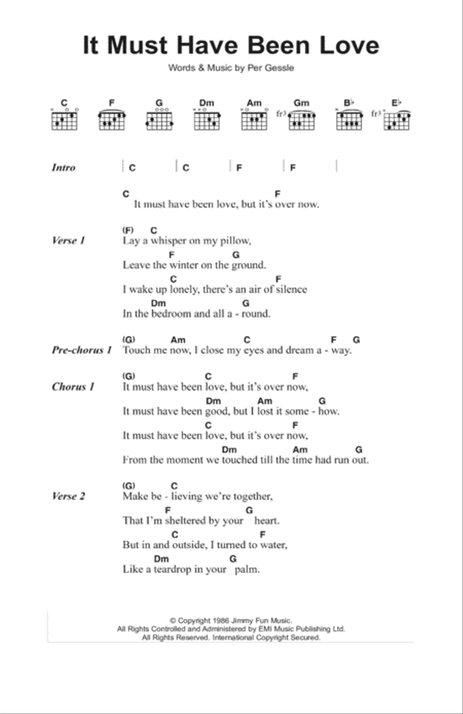 It Must Have Been Love It Must Have Been Love Acoustic Guitar scores gallery preview page 1