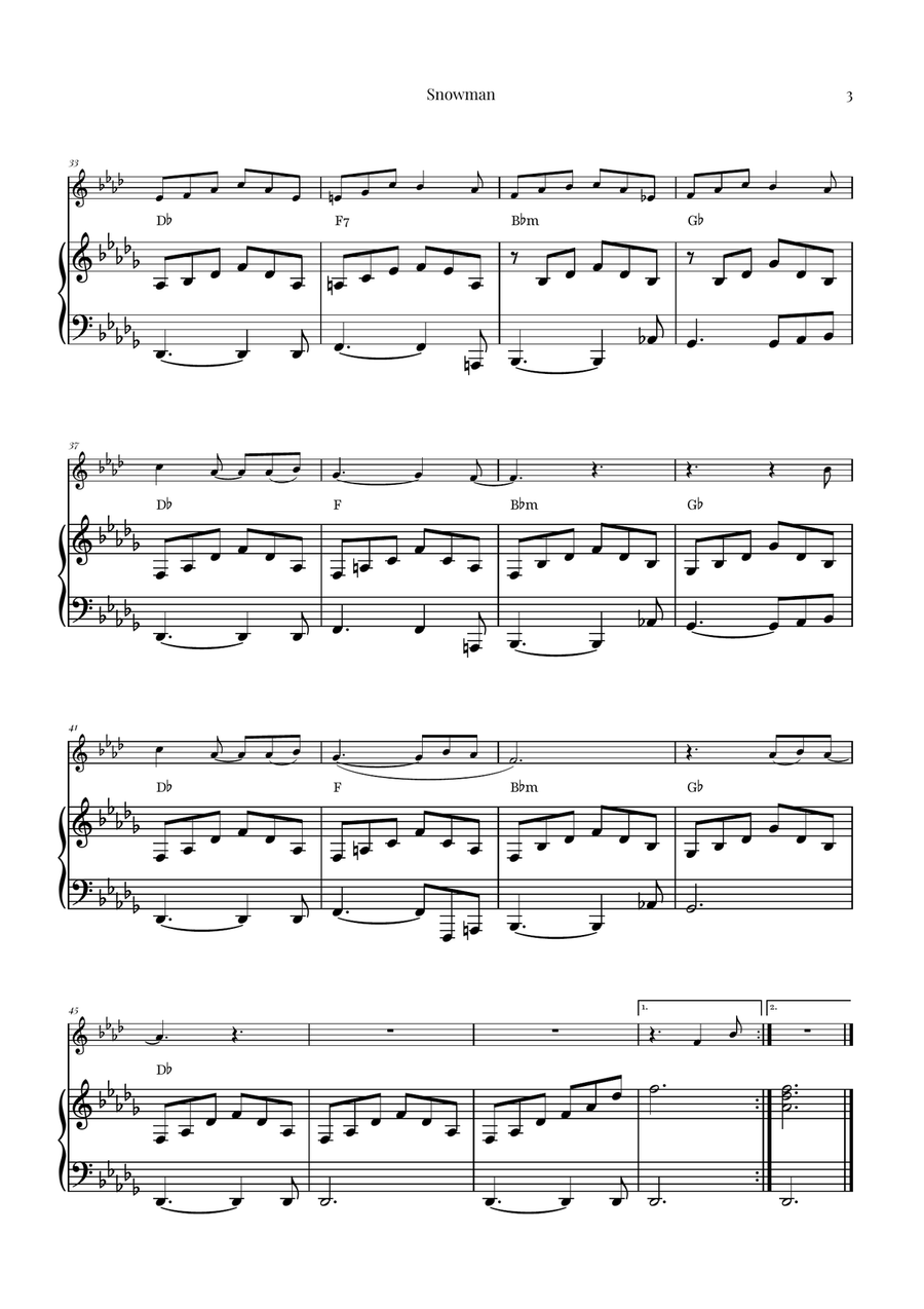 Snowman Piano scores gallery preview page 3