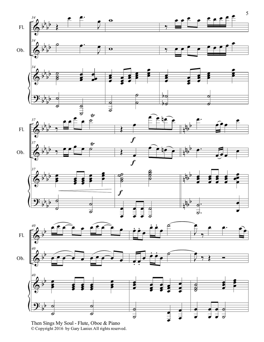 THEN SINGS MY SOUL (Trio – Flute & Oboe with Piano and Parts) Woodwind Duet scores gallery preview page 6
