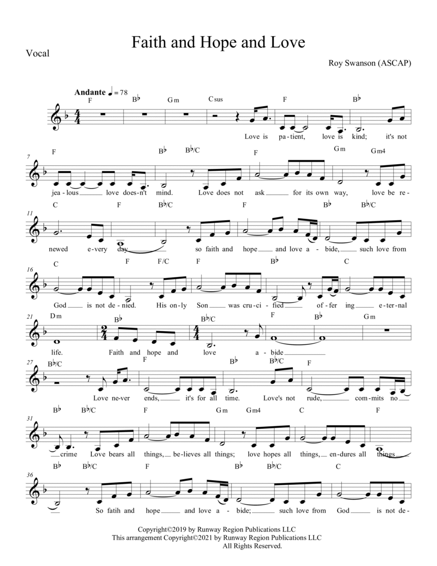 Faith and Hope and Love Faith and Hope and Love Small Ensemble scores gallery preview page 1